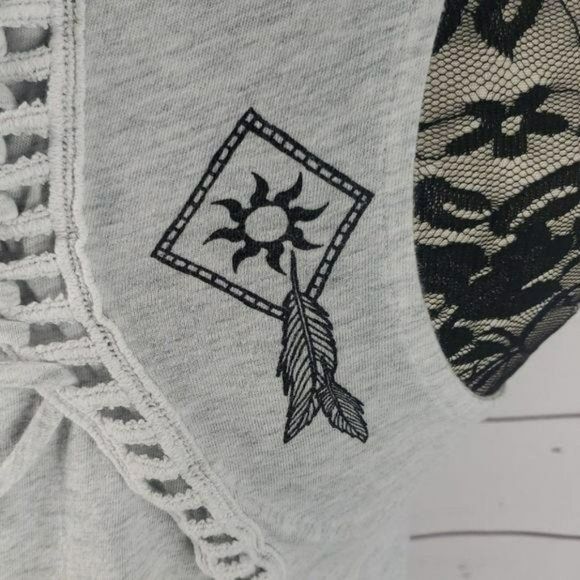 Hard Rock Cafe Orlando Lace Up Back Small‎ Gray boho Tank Top - Picture 6 of 8